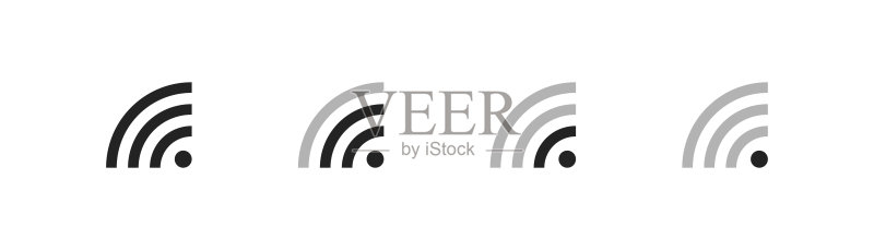 Wifi黑色图标。具有互联网功率等级的符号。用于任何用途的Web矢量图标。图标素材