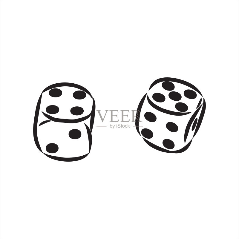 两个骰子游戏素描图标素材