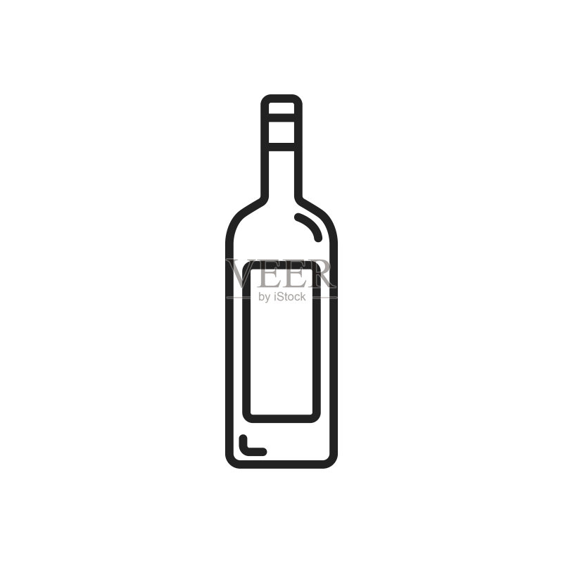 葡萄酒瓶图标。高质量黑色矢量图图标素材