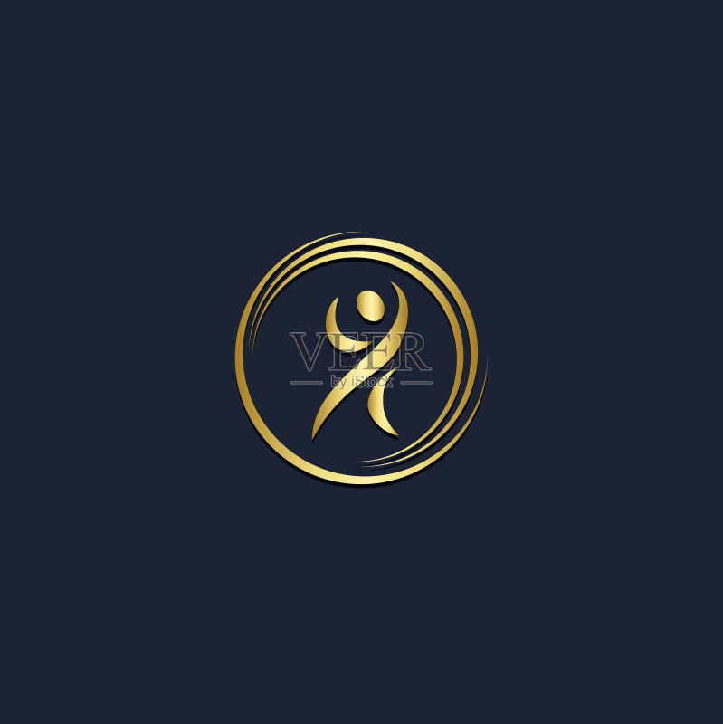 金色快乐人群logo图标素材