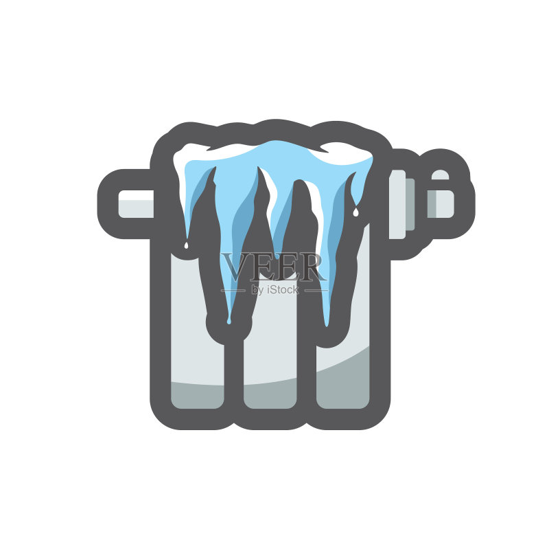 结冰的暖气散热器无热量图标图标素材
