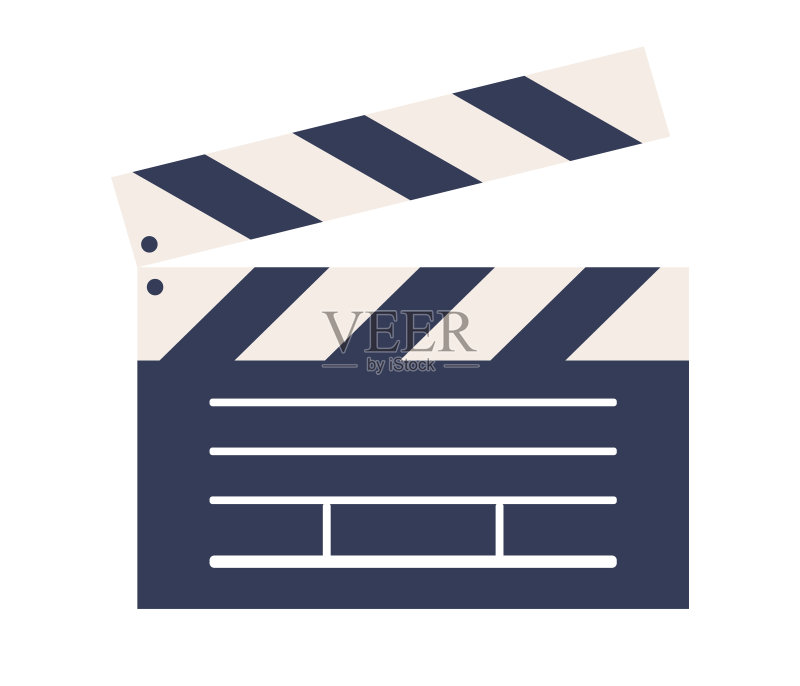 电影场记板图标。电影场记板。电影导演。矢量扁平插图图标素材