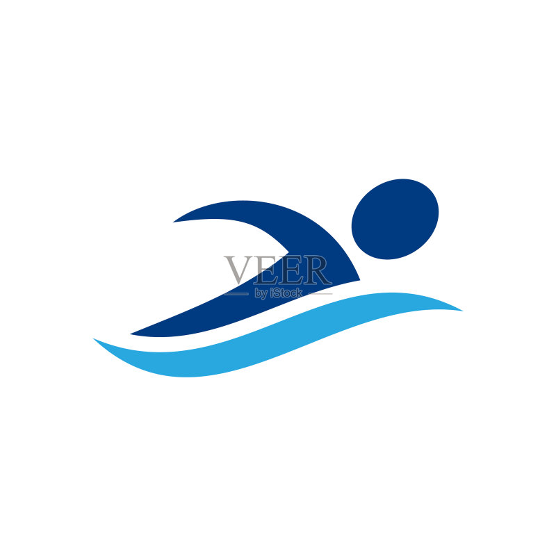 游泳人形简笔画图标Logo模板图标素材