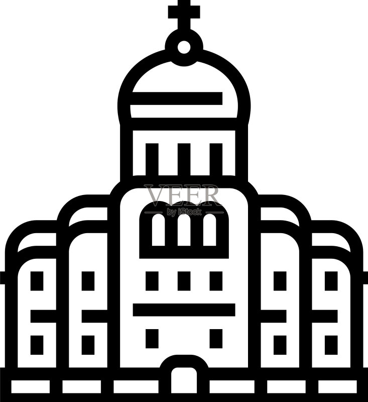 教堂或修道院基督教建筑图标素材