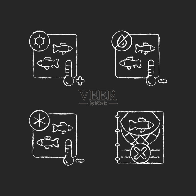 鱼制品消毒粉笔白色图标集图标素材