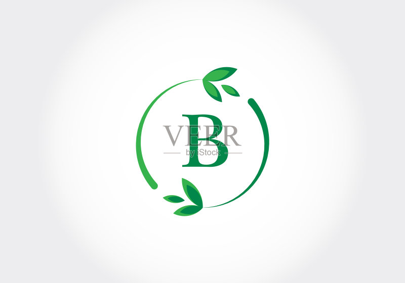 绿色环保树叶字母B会标图标素材