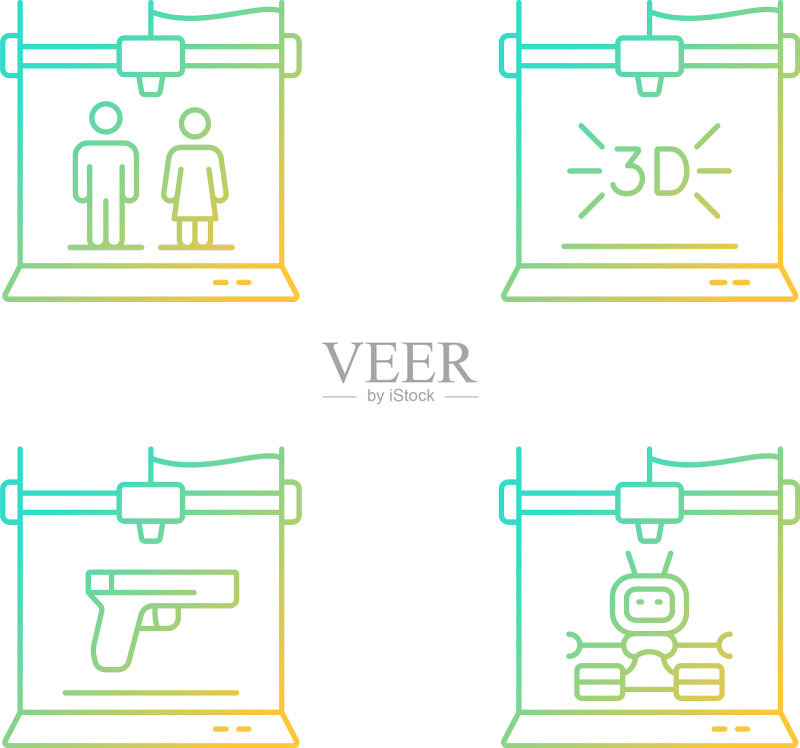生成3D模型渐变线性图标合集图标素材