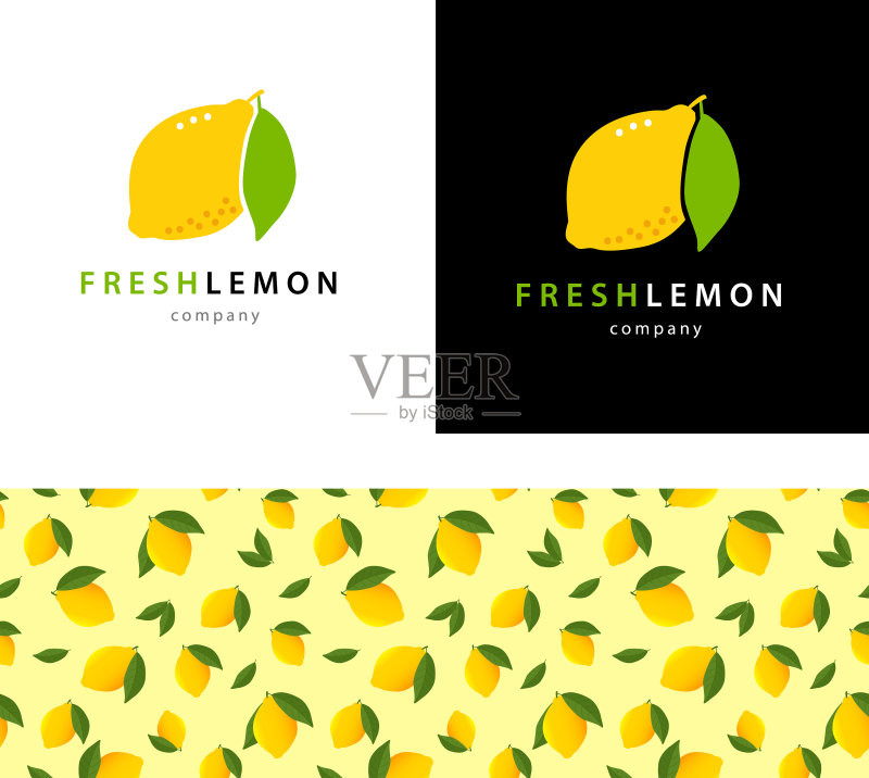 成熟的黄色柠檬叶子logo概念图标素材