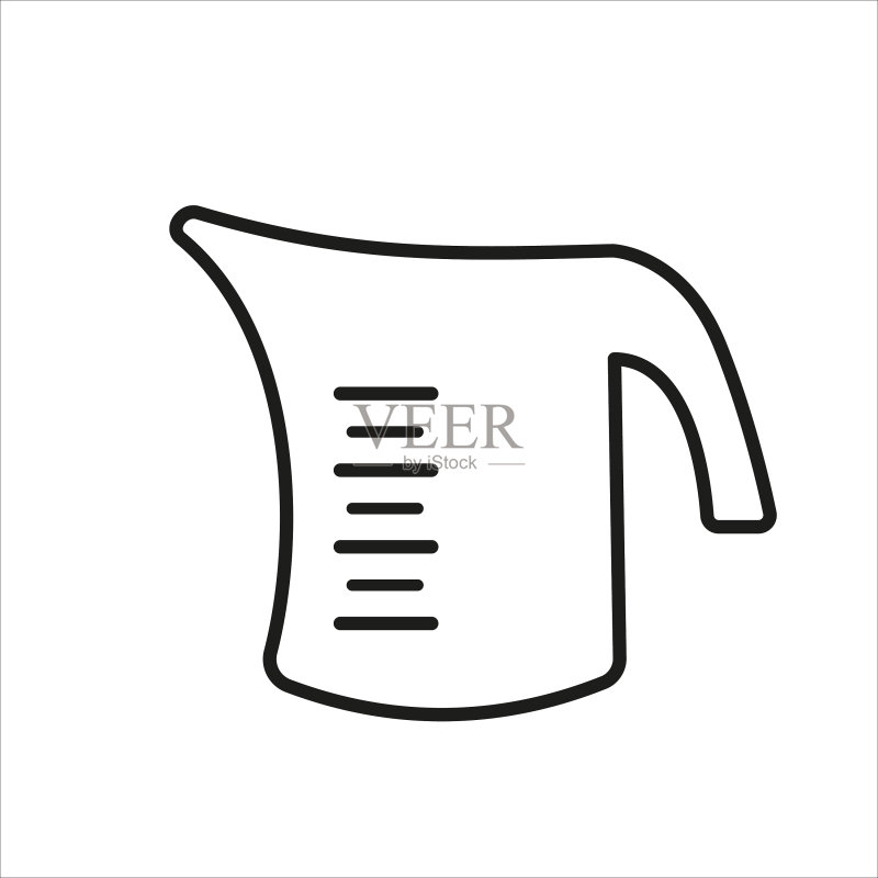 白色背景上的量杯轮廓图标素材