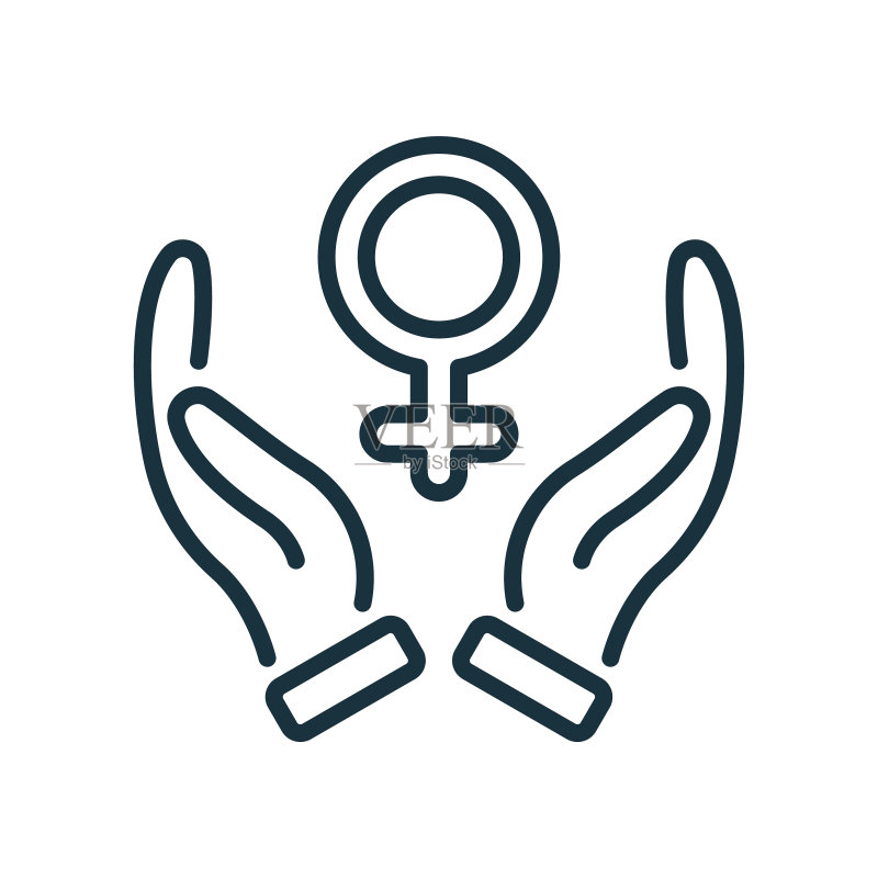 手掌呵护女性线条图标图标素材