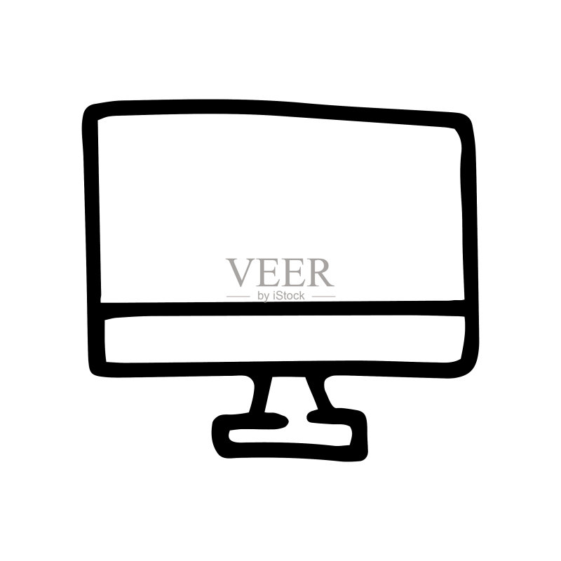 显示器屏幕线条涂鸦简约图标图标素材
