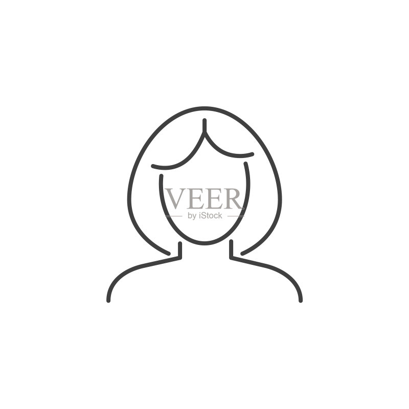女性用户头像相关线条图标图标素材