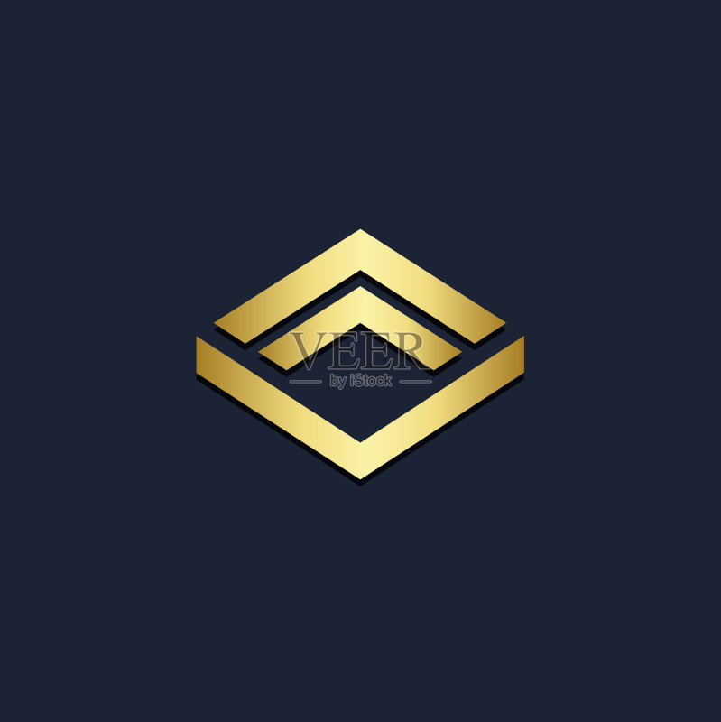 方形线条抽象金色Logo图标素材