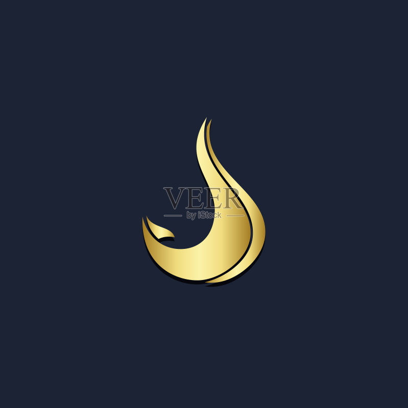 曲线波浪金色抽象logo图标素材