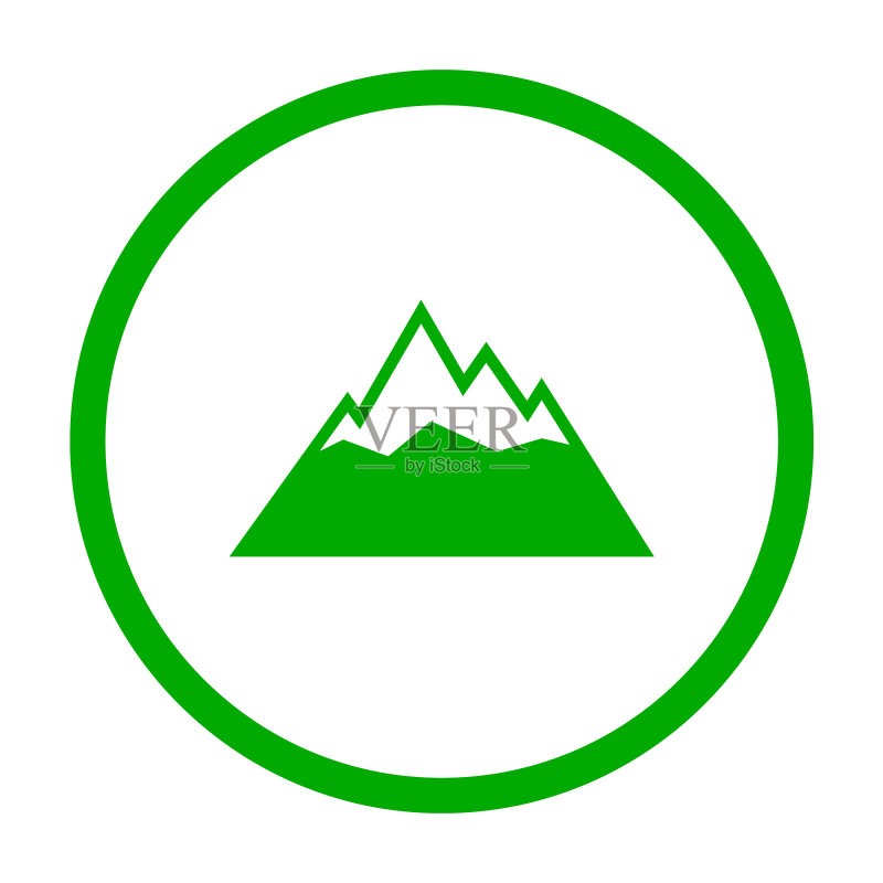 群山与圆形图标素材