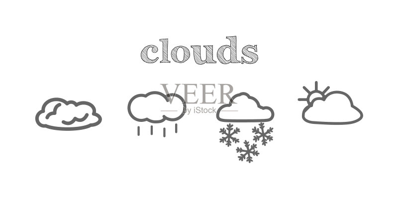 雪云雨云线条图标集图标素材