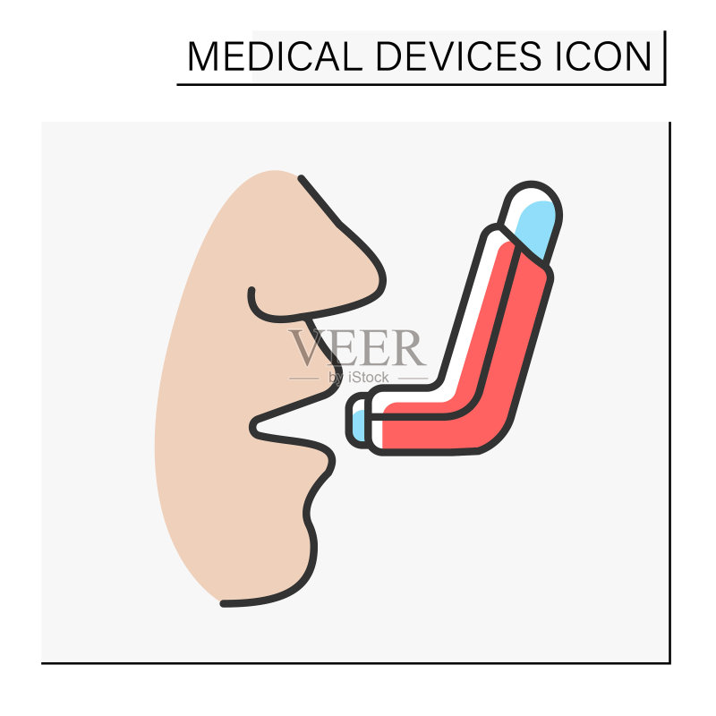 哮喘吸入器彩色图标图标素材