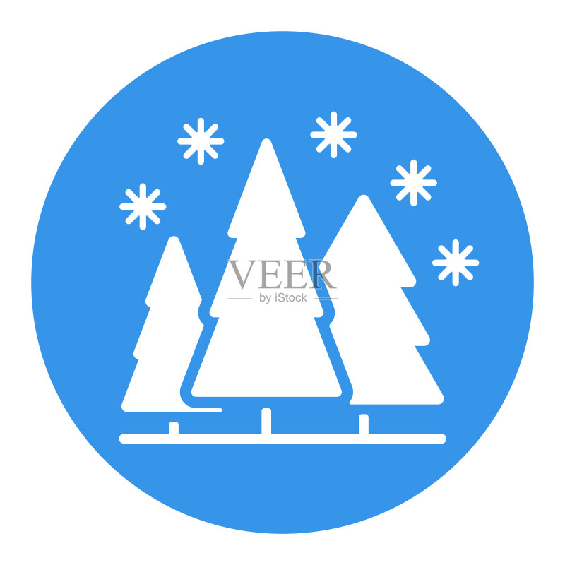 雪地森林图标冬季标志图标素材