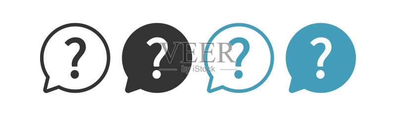 问题气泡图标。消息符号。Faq矢量标志。图标素材