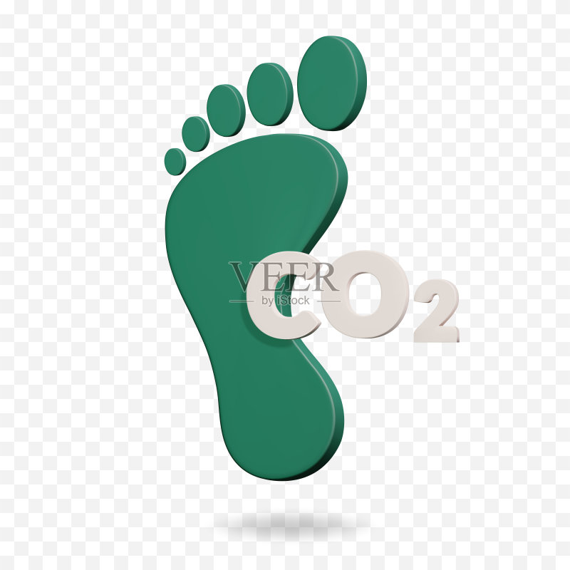 CO2碳足迹3D渲染图标,与可持续性、碳排放和环境影响相关图标素材