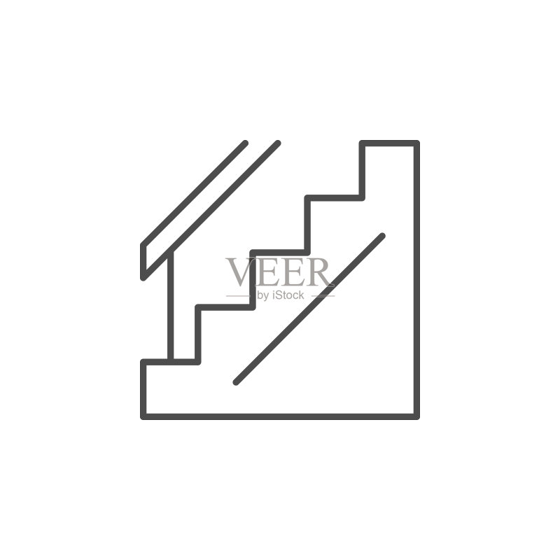 房屋楼梯轮廓线条图标图标素材