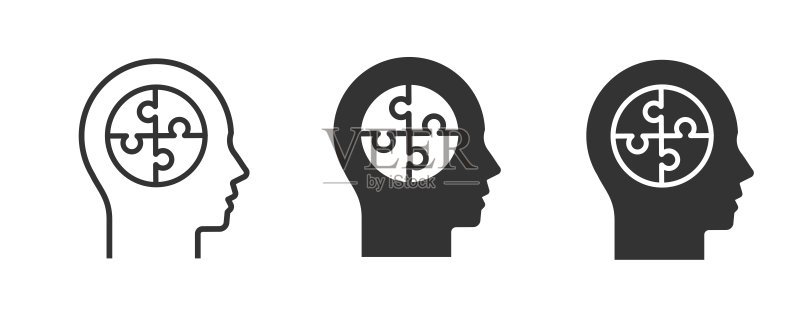 白色背景上的心理健康图标图标素材