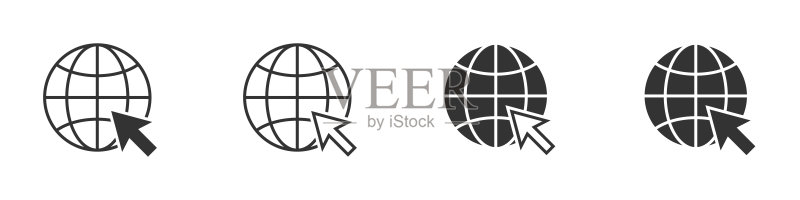 前往Web图标。地球符号。扁平矢量图。图标素材