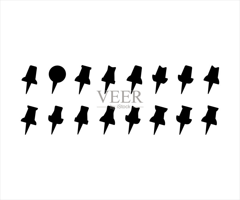 图钉图标,用于网页和APP设计:不同角度的地图图钉图标素材