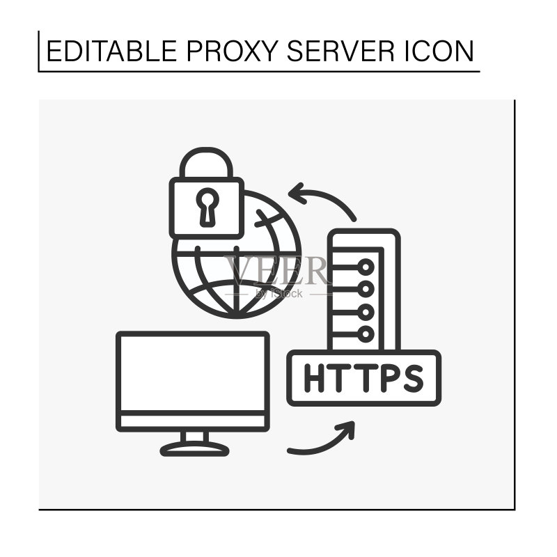 HTTPS协议线性图标图标素材