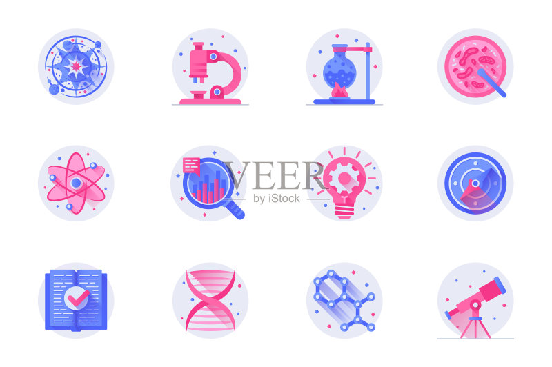 科学概念Web扁平阴影图标图标素材