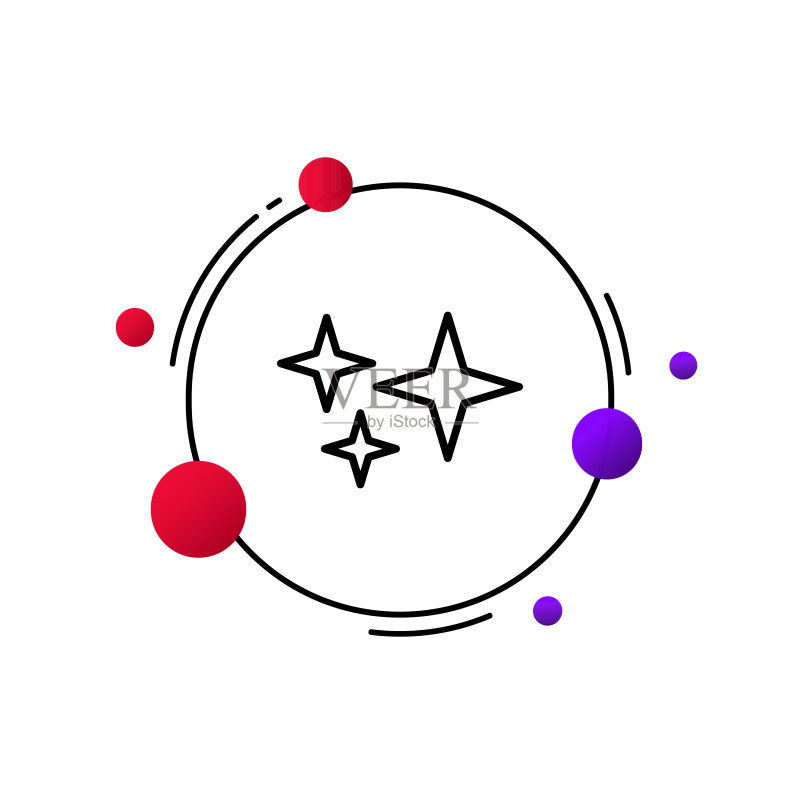三星线图标。带箭头的流星,四角星。成就、计划、想法、梦想概念。线条样式。用于商业和广告的矢量线图标图标素材