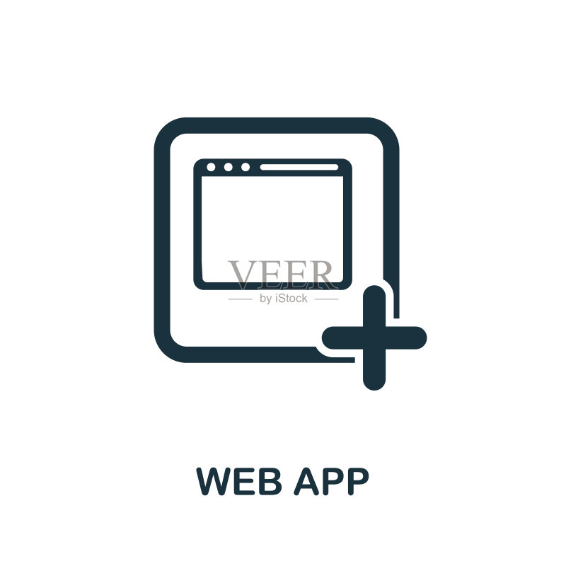 来自移动应用程序开发集合的Web应用程序图标,用于模板、Web设计和信息图的简单线条Web App图标图标素材