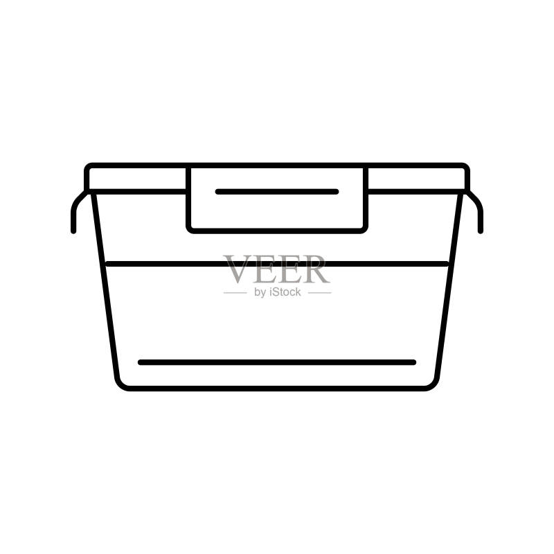 塑料食品容器线性图标矢量插图图标素材