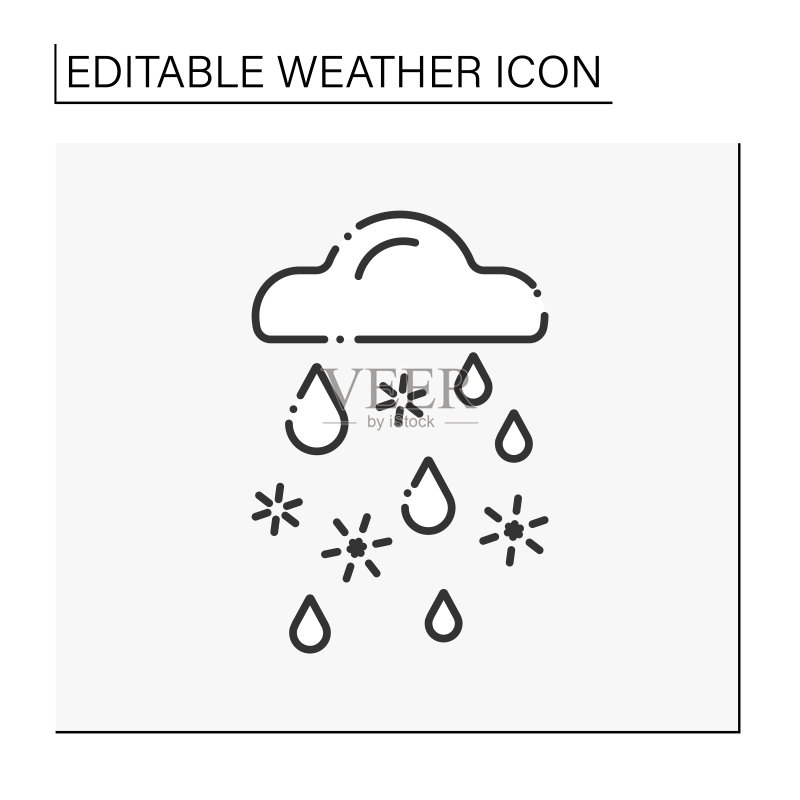 雨夹雪线条图标图标素材