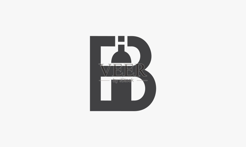字母B瓶子标志概念(白色背景)图标素材
