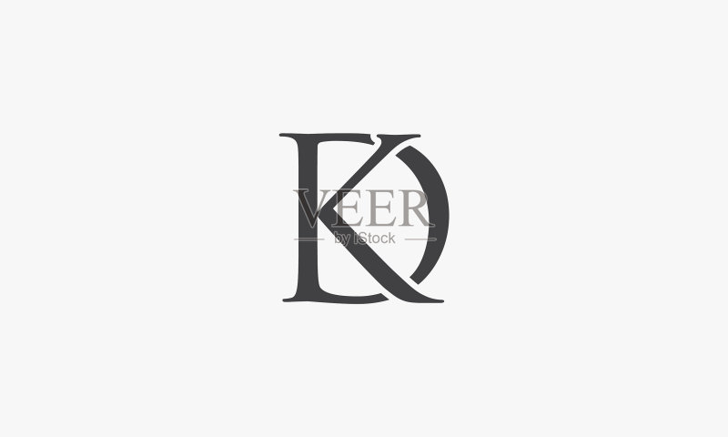 白色背景上隔离的KD或DK字母标志概念图标素材