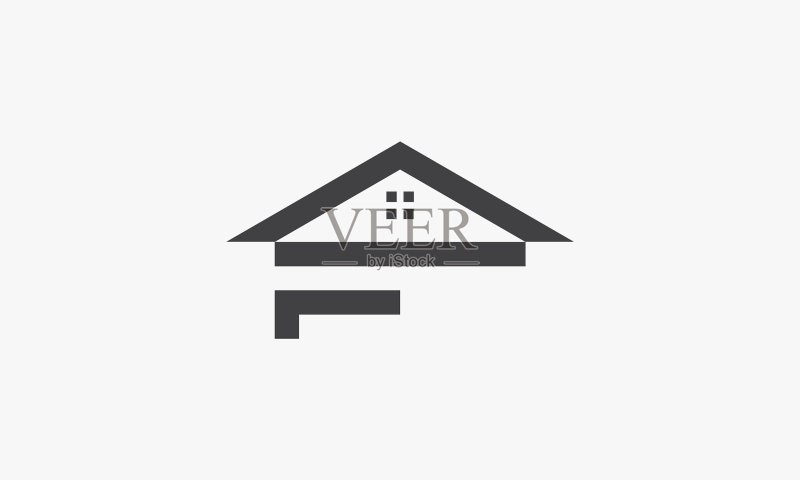 字母F房屋屋顶标志概念图标素材