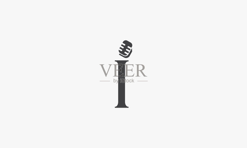 字母I麦克风Logo设计概念图标素材