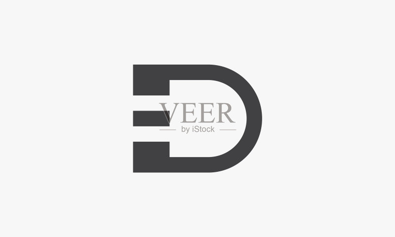 白色背景上的D字母电源插头概念图标素材