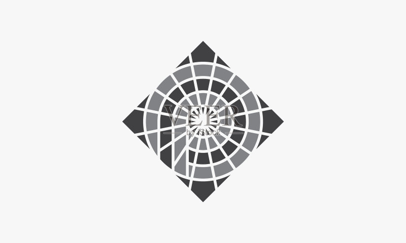 白色背景上的抽象几何形状字母P标志图标素材