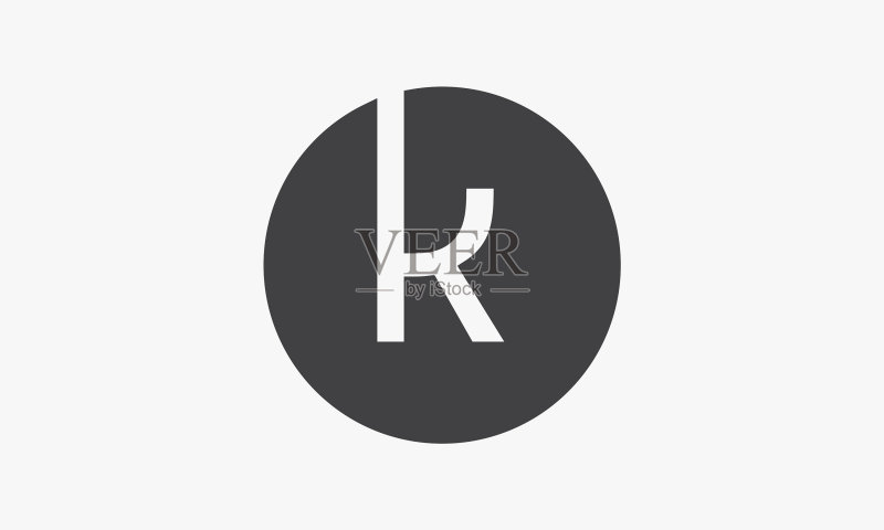 白色背景上的字母K圆形logo设计图标素材