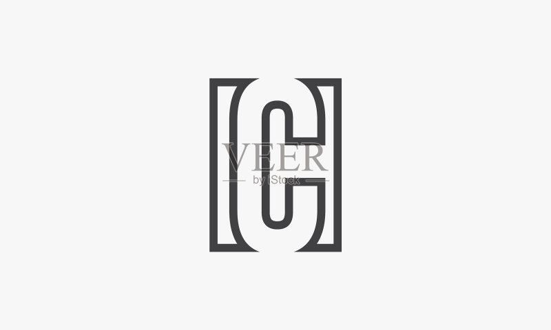 白色背景上的C字母logo概念图标素材