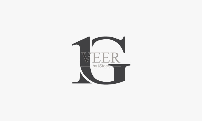 白色背景上的1g字母标志图标素材