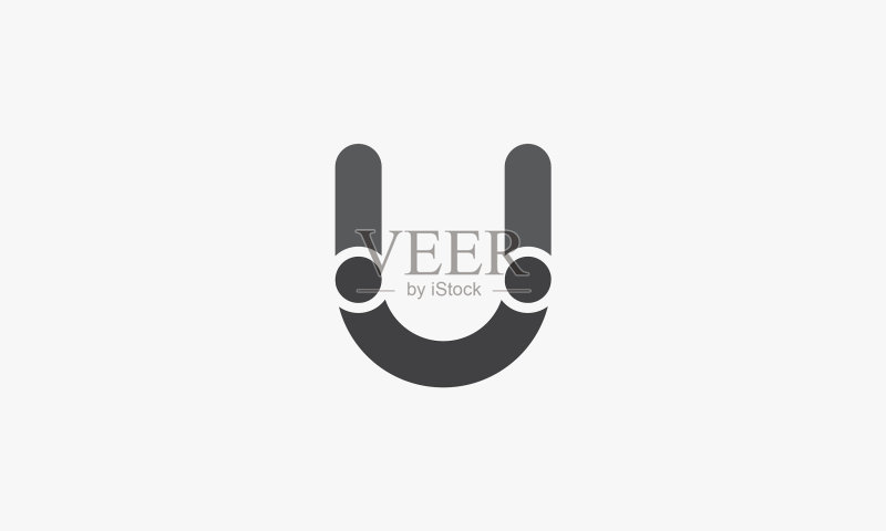 白色背景上的笑脸字母U logo概念图标素材