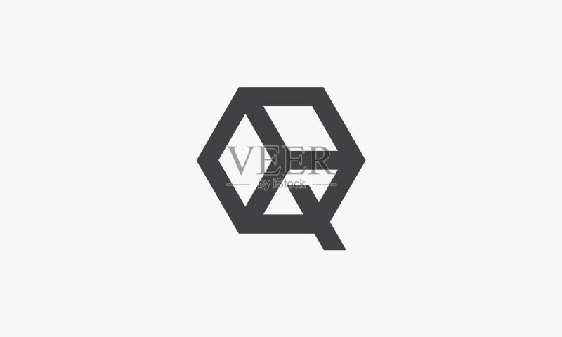 白色背景上的立方体字母Q标志设计图标素材