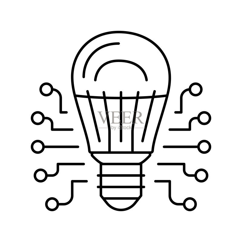 科技灯泡线条图标矢量图图标素材