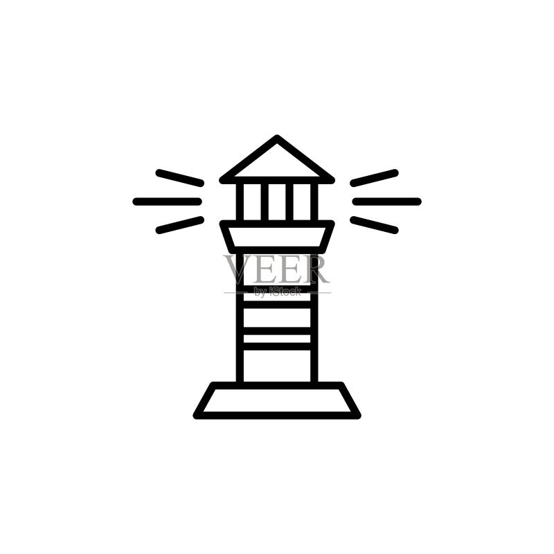 带有光束的灯塔黑色矢量图标,适用于信息图、logo、移动应用、banner、网页设计、UI、UX等图标素材