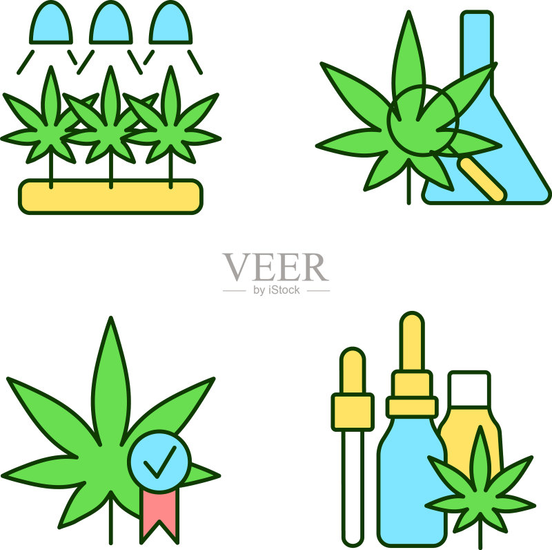 大麻种植RGB颜色图标集图标素材