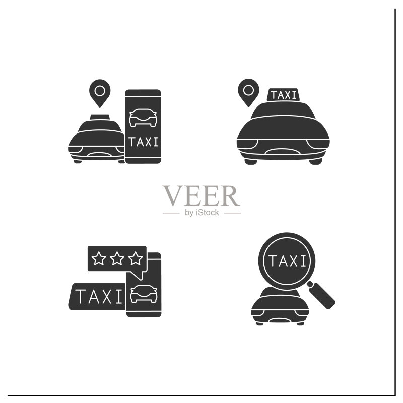 出租车应用图示字形图标集图标素材