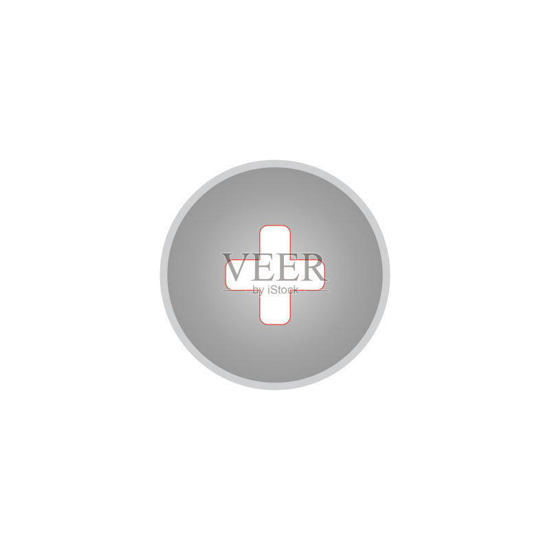 灰色背景上的白色加号按钮Web图标符号图标素材